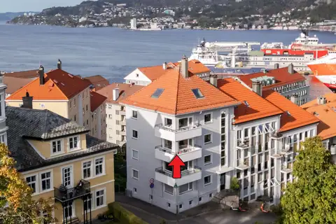 Dronebilde av huset og området