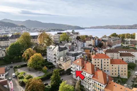 Dronebilde av huset og området
