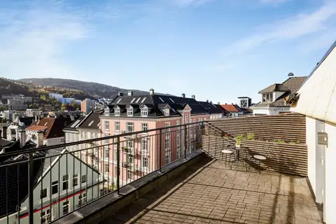 Felles solrik takterrasse i borettslaget.