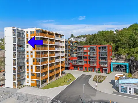 Leiligheten ligger i byggets 7. etasje